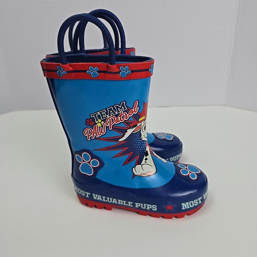 Paw Patrol Toddler Boys Rain Boots,blue,red,size 5-6, Good Used condition - Picture 2 of 9